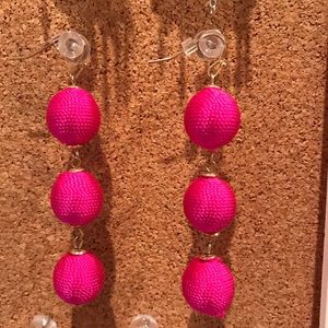 Hot pink ball earrings